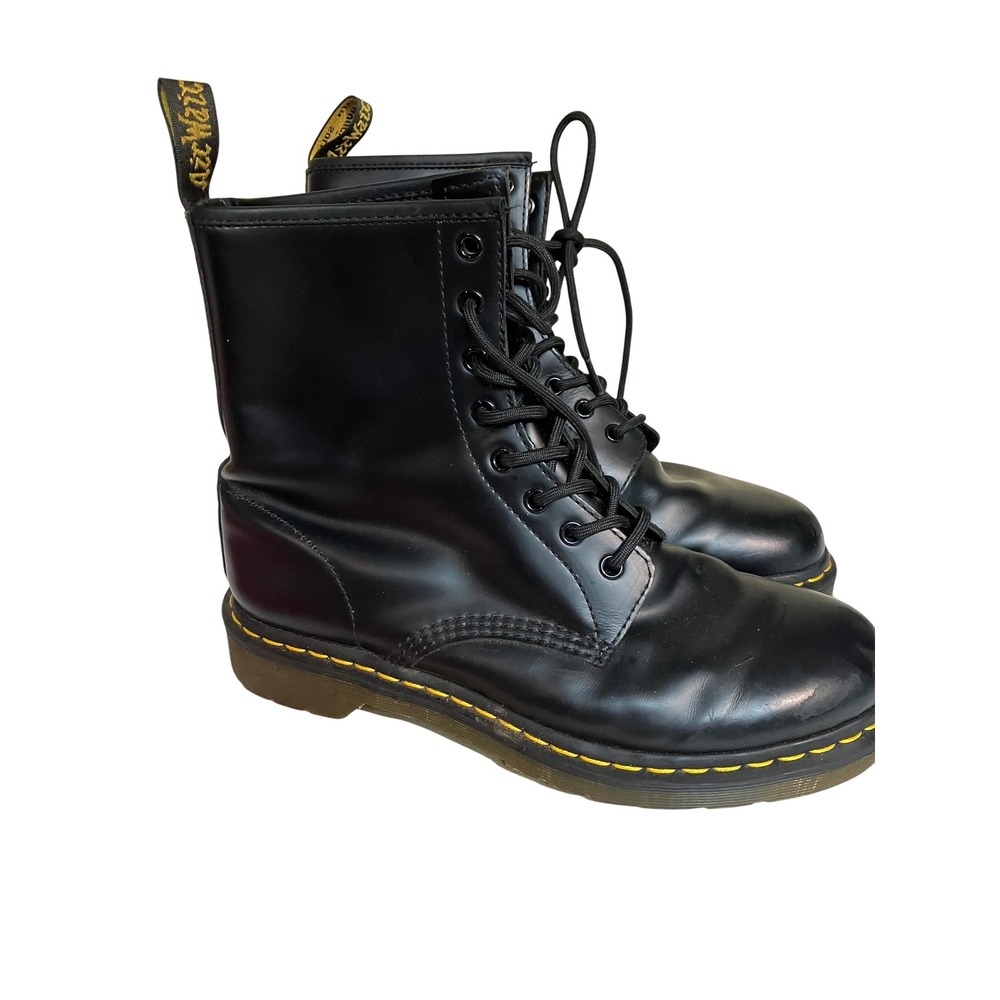 Dr. Martens 1460 W Boots Women 10 Black Excellent Smooth Leather Combat 8-Eye